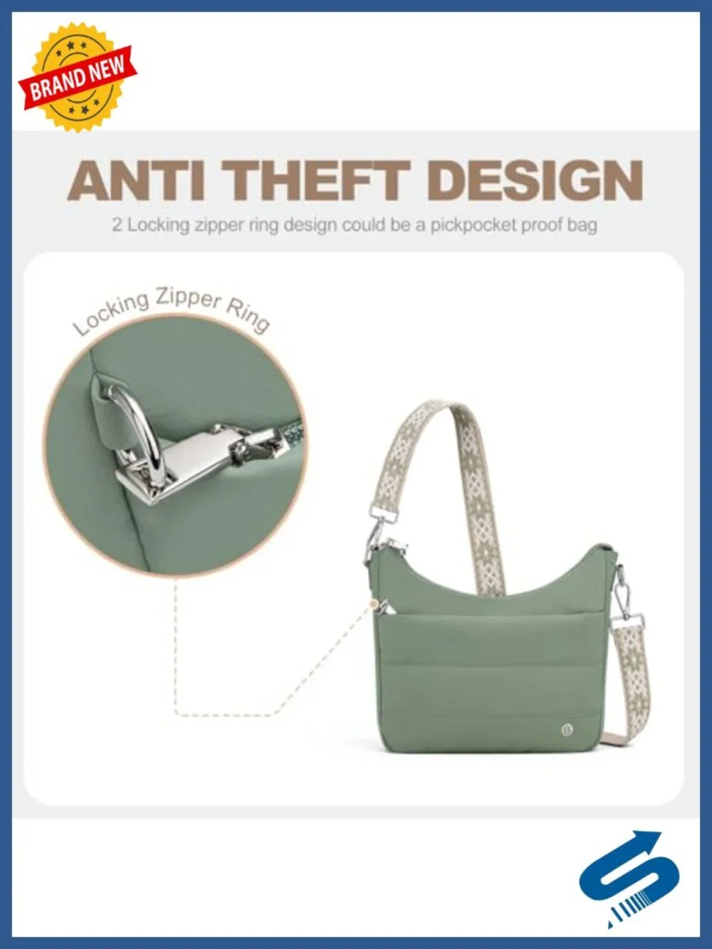 Anti-Theft Crossbody Hobo Bag for Women - RFID Puffer Purse with Wallet